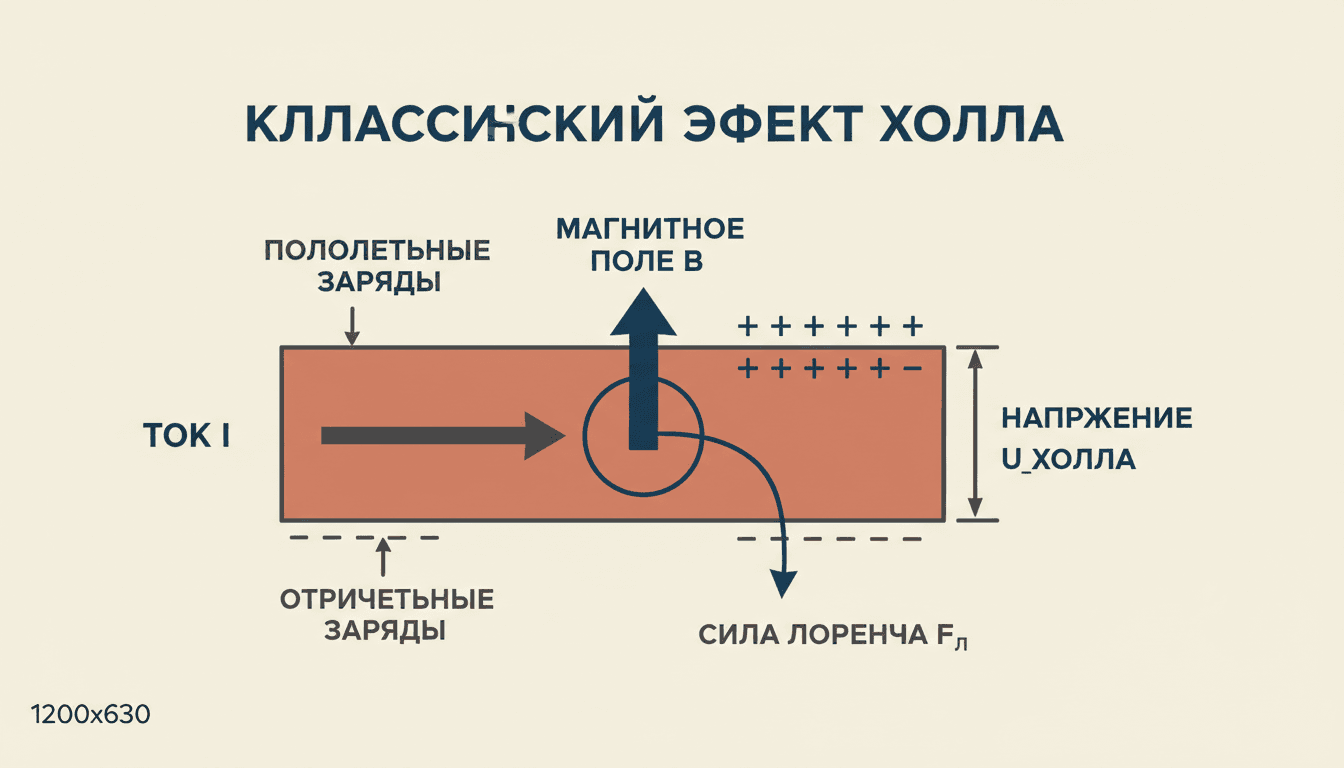 Классический эффект Холла: формула, постоянная Холла, носители заряда