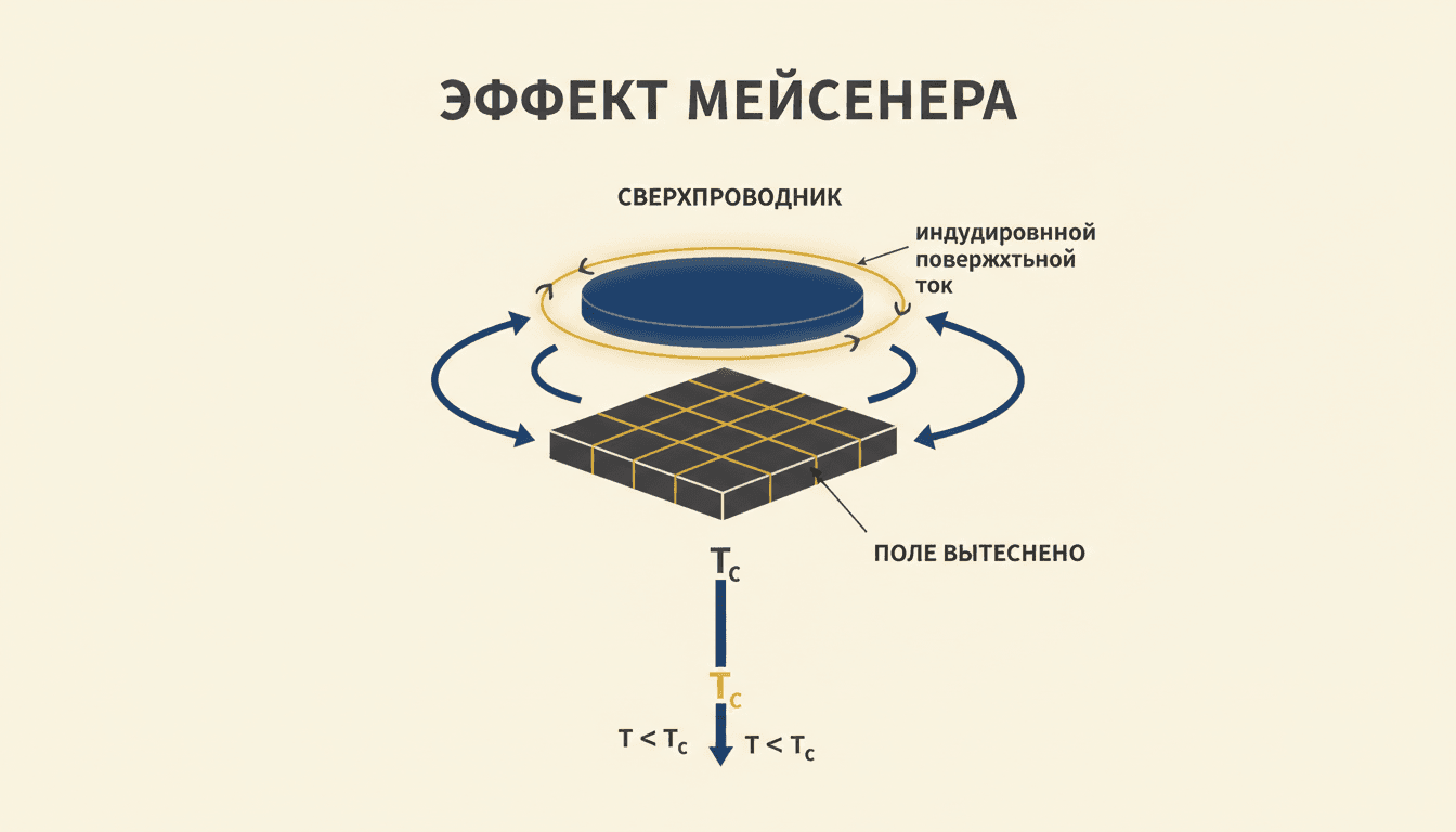 Эффект Мейснера: полное вытеснение магнитного поля из сверхпроводника