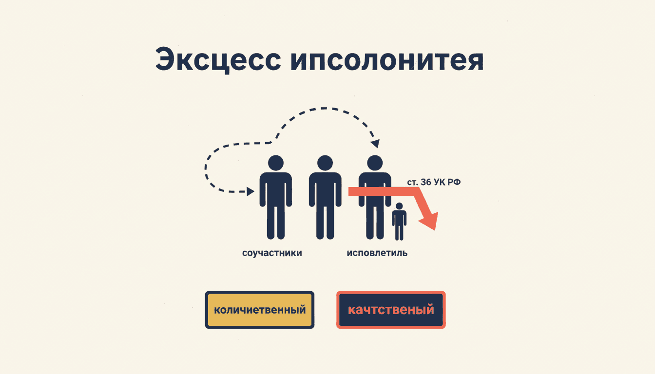 Эксцесс исполнителя в уголовном праве: ст. 36 УК РФ, виды и квалификация