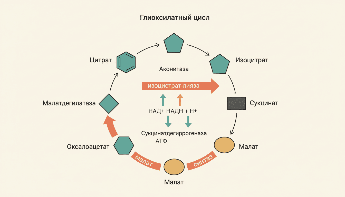 Глиоксилатный цикл: как растения и бактерии делают сахар из жиров
