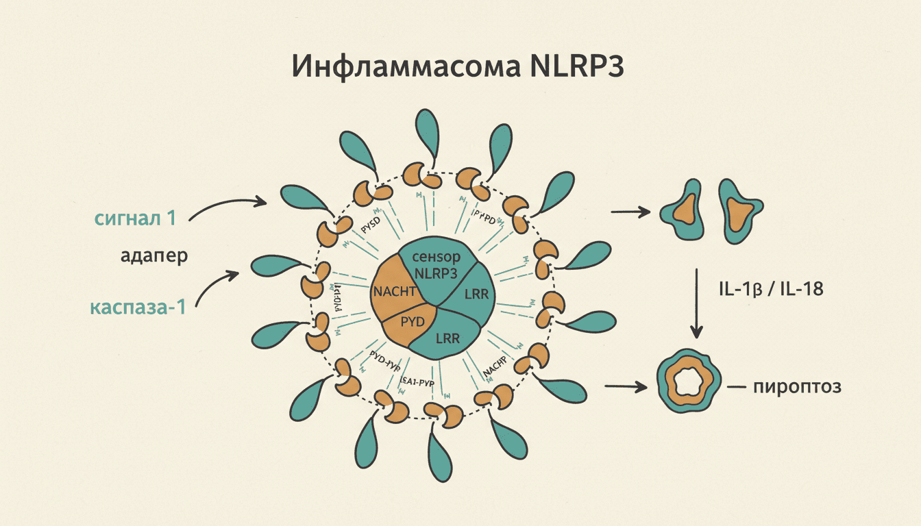 Инфламмасома NLRP3: как клетка распознаёт опасность и запускает воспаление