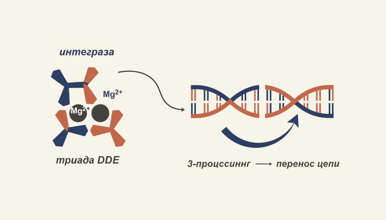 Интеграза ВИЧ: механизм встраивания ДНК и каталитическая триада DDE