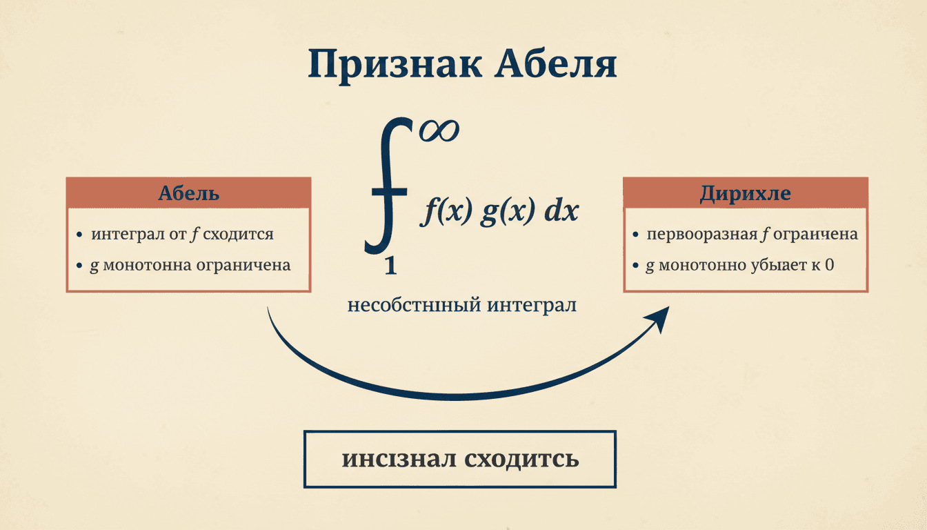 Признак Абеля для несобственных интегралов: формулировка и применение
