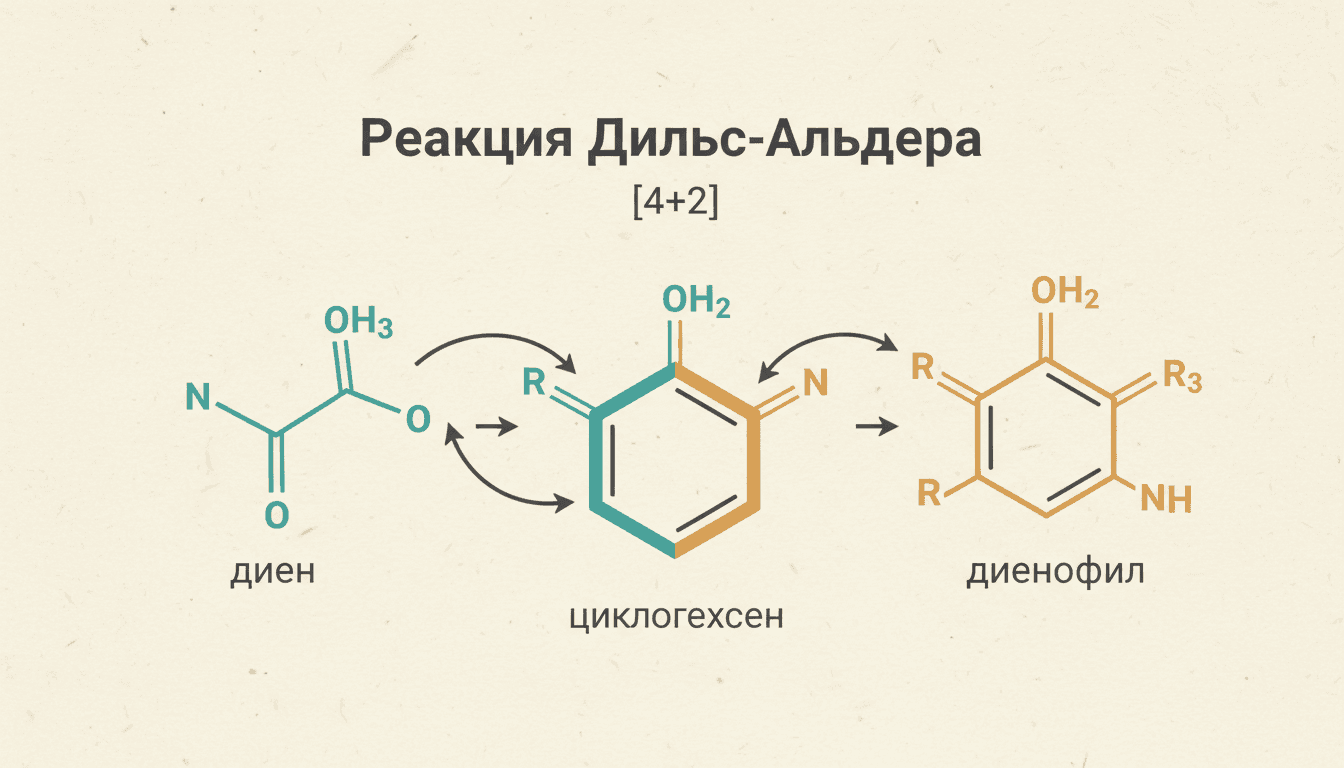 Реакция Дильса-Альдера: [4+2]-циклоприсоединение, механизм, селективность