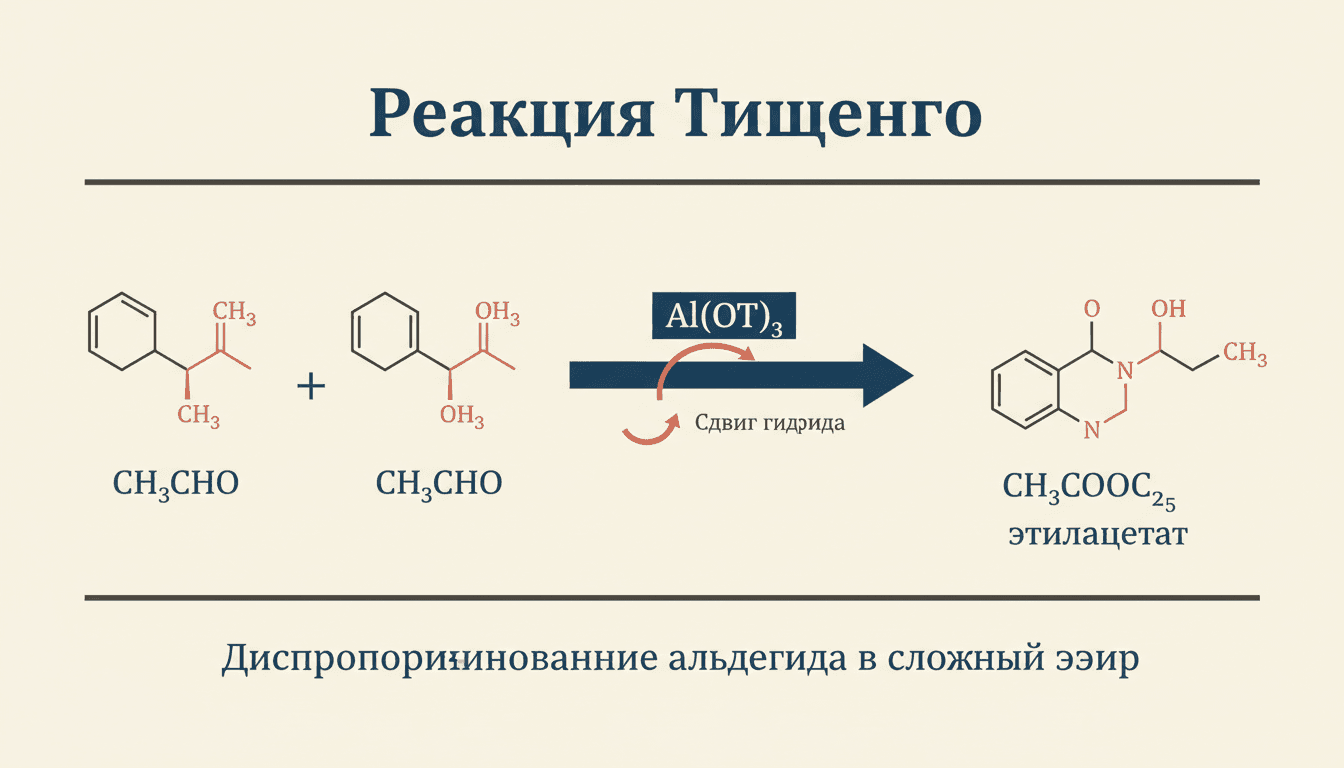 Реакция Тищенко: диспропорционирование альдегидов в сложные эфиры