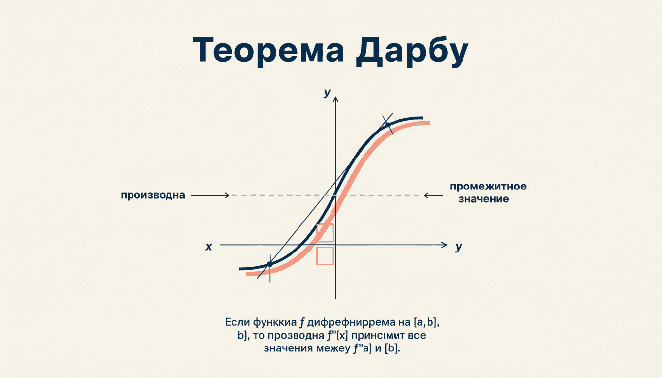 Теорема Дарбу о промежуточном значении производной: свойство без непрерывности