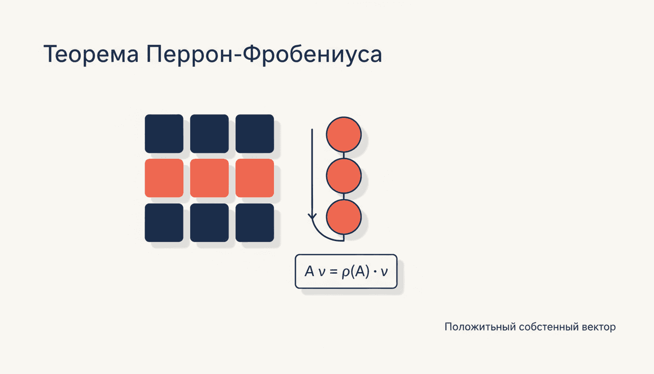 Теорема Перрона-Фробениуса: спектральный радиус и собственный вектор
