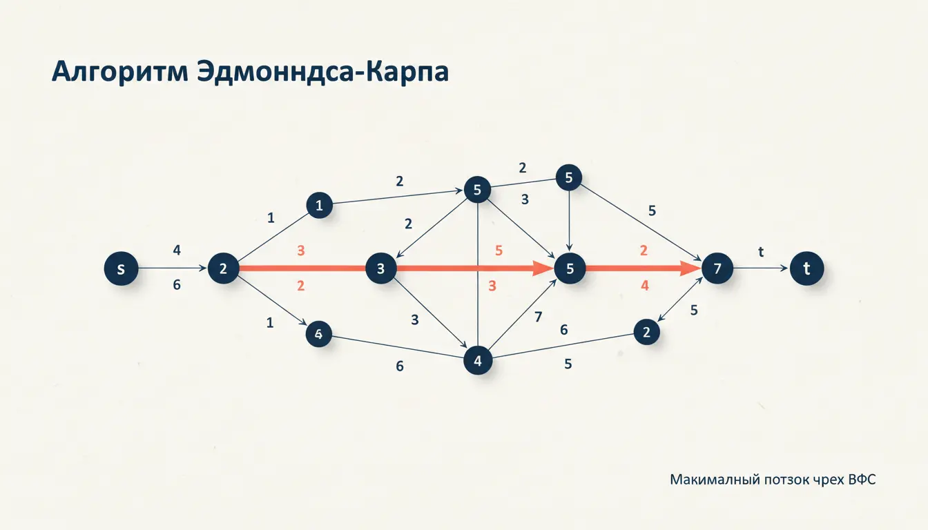 Алгоритм Эдмондса-Карпа: поиск максимального потока
