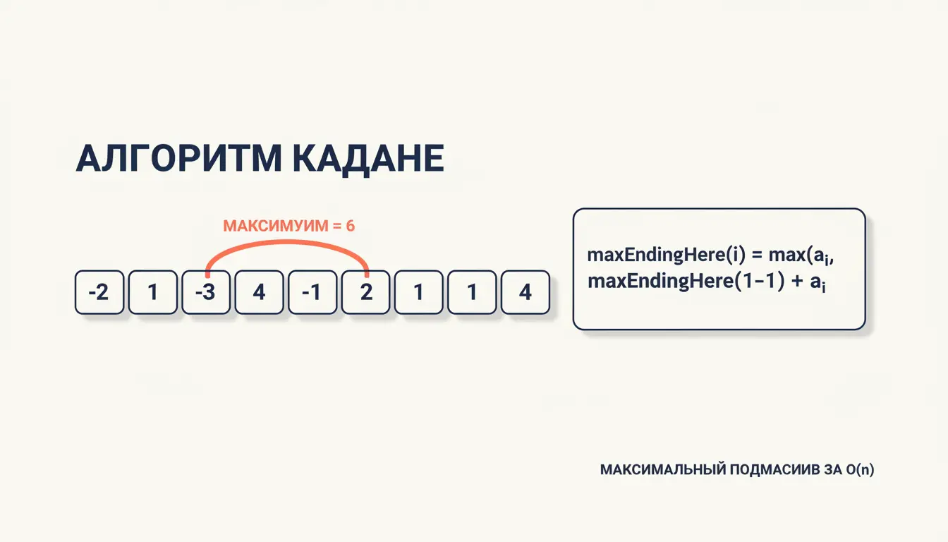 Алгоритм Кадане: максимальная сумма подмассива