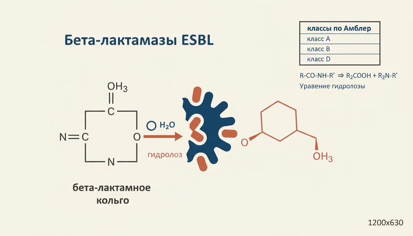 Бета-лактамазы ESBL: как фермент разрушает антибиотик