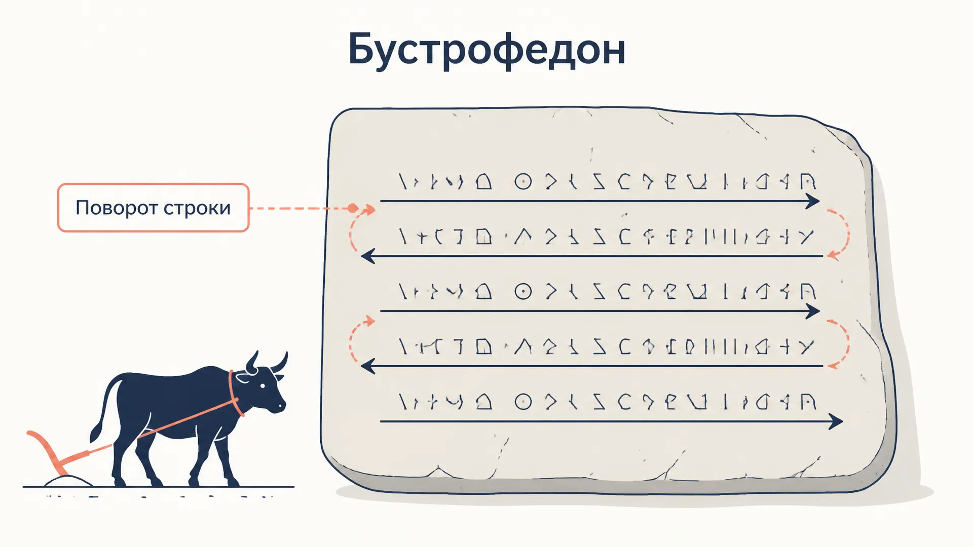 Бустрофедон: письмо строками как ходит бык