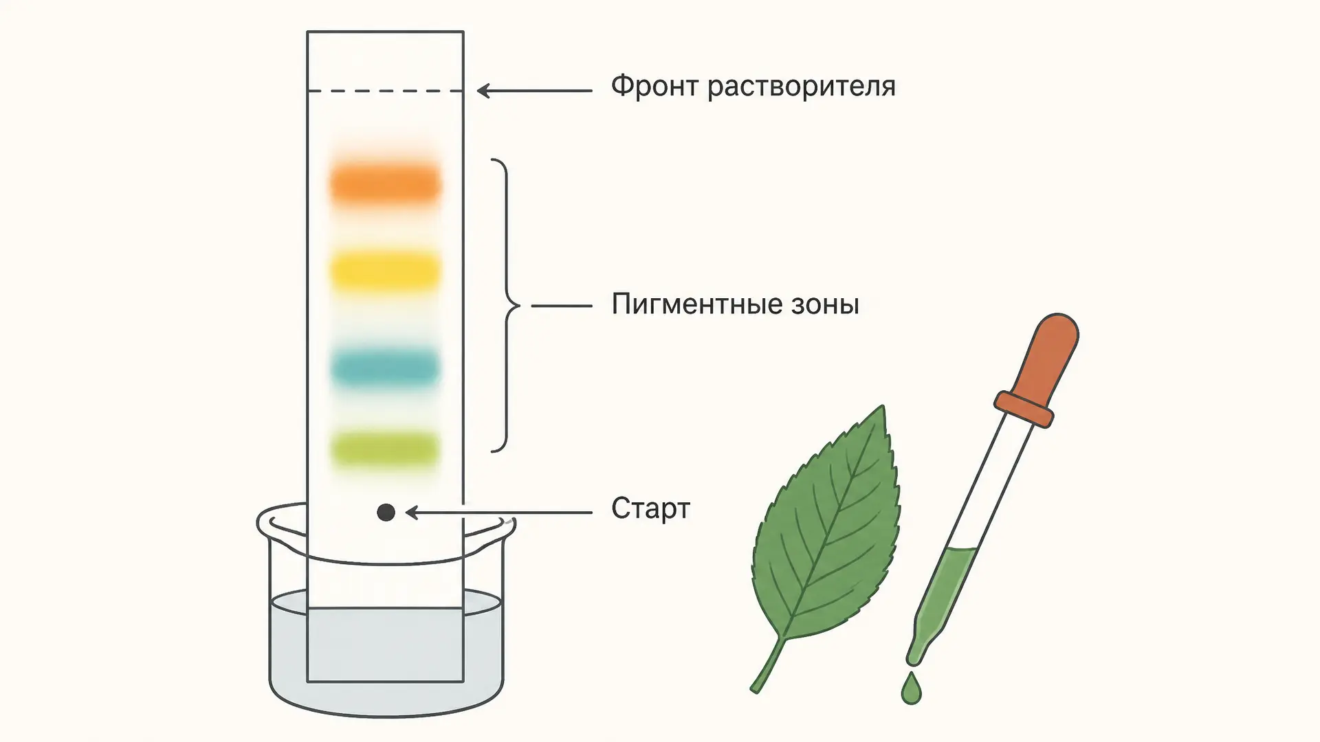 Хроматография пигментов листа: опыт и расчёт Rf
