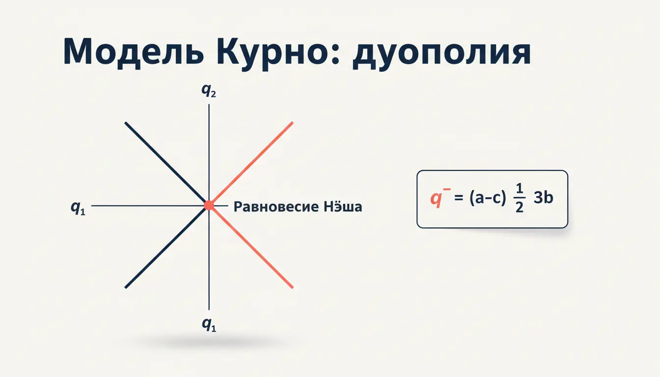 Модель Курно: дуополия, функции реакции и равновесие Нэша