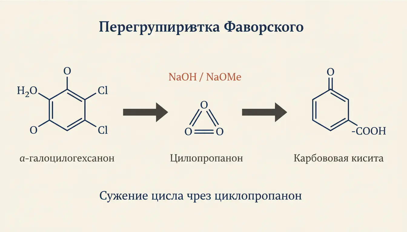 Перегруппировка Фаворского: галогенкетоны в кислоты
