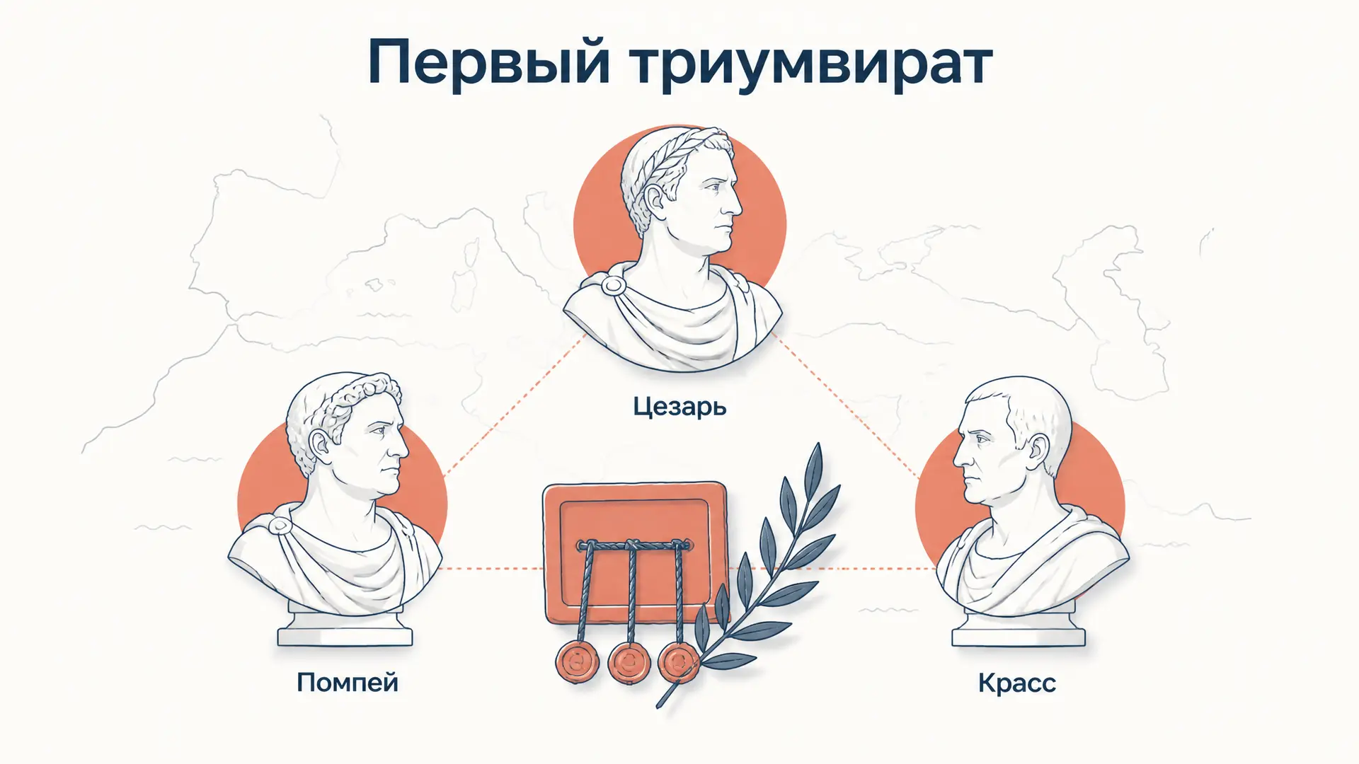 Первый триумвират: союз Цезаря, Помпея и Красса