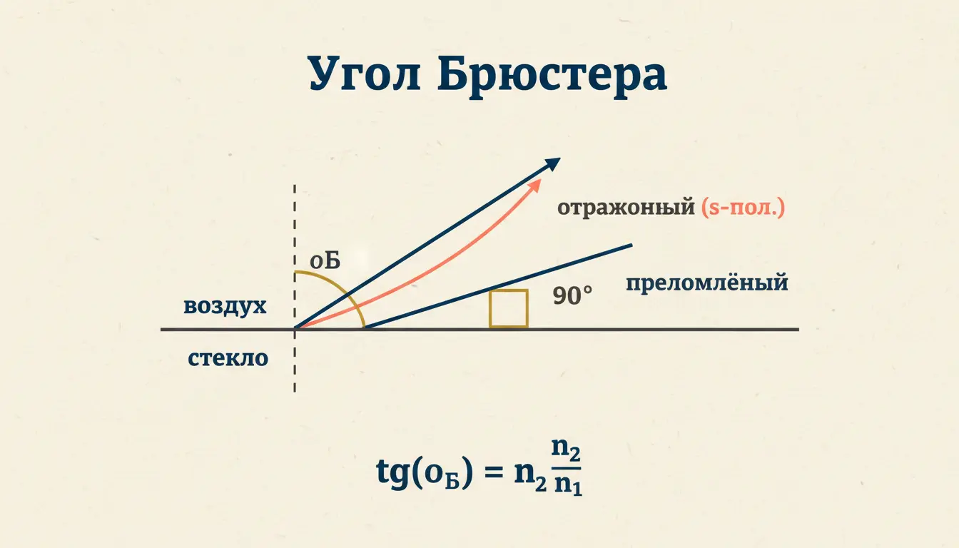 Поляризация Брюстера: угол и закон отражения