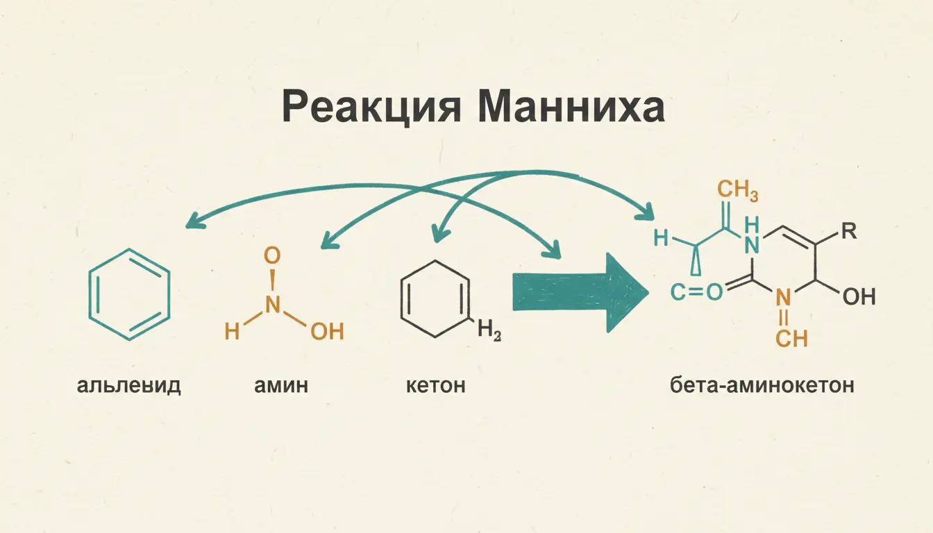 Реакция Манниха: трёхкомпонентная сборка β-аминокетона