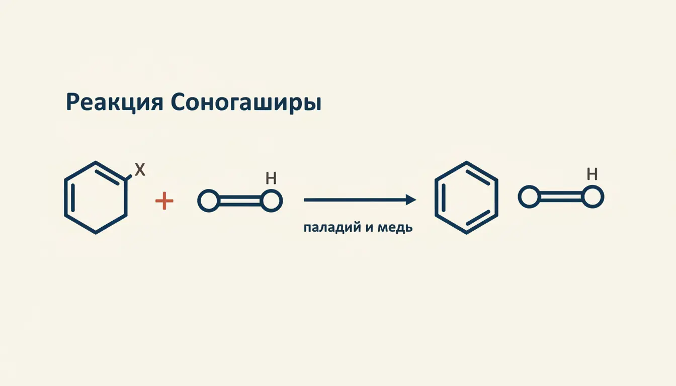 Реакция Соногаширы: Pd/Cu-сочетание Ar-X с алкинами