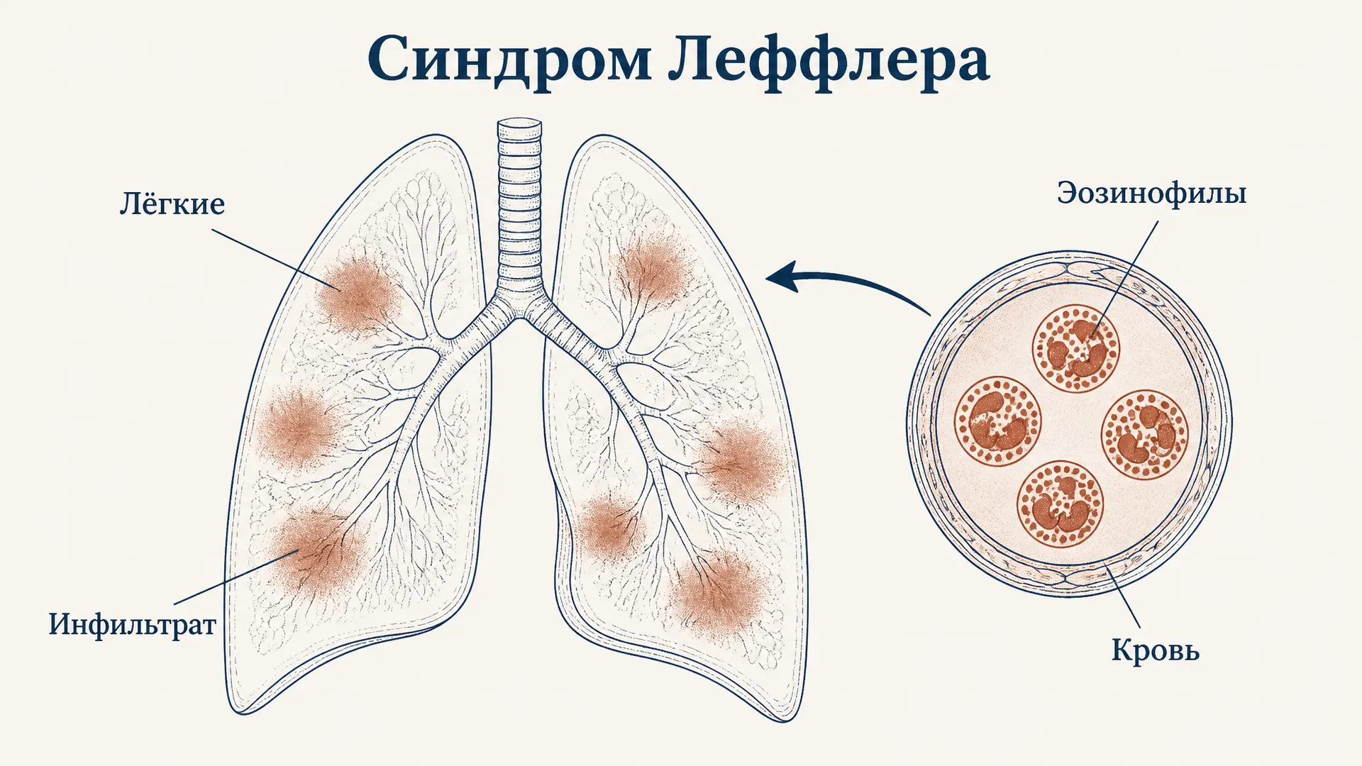 Синдром Леффлера: эозинофилия и летучий инфильтрат