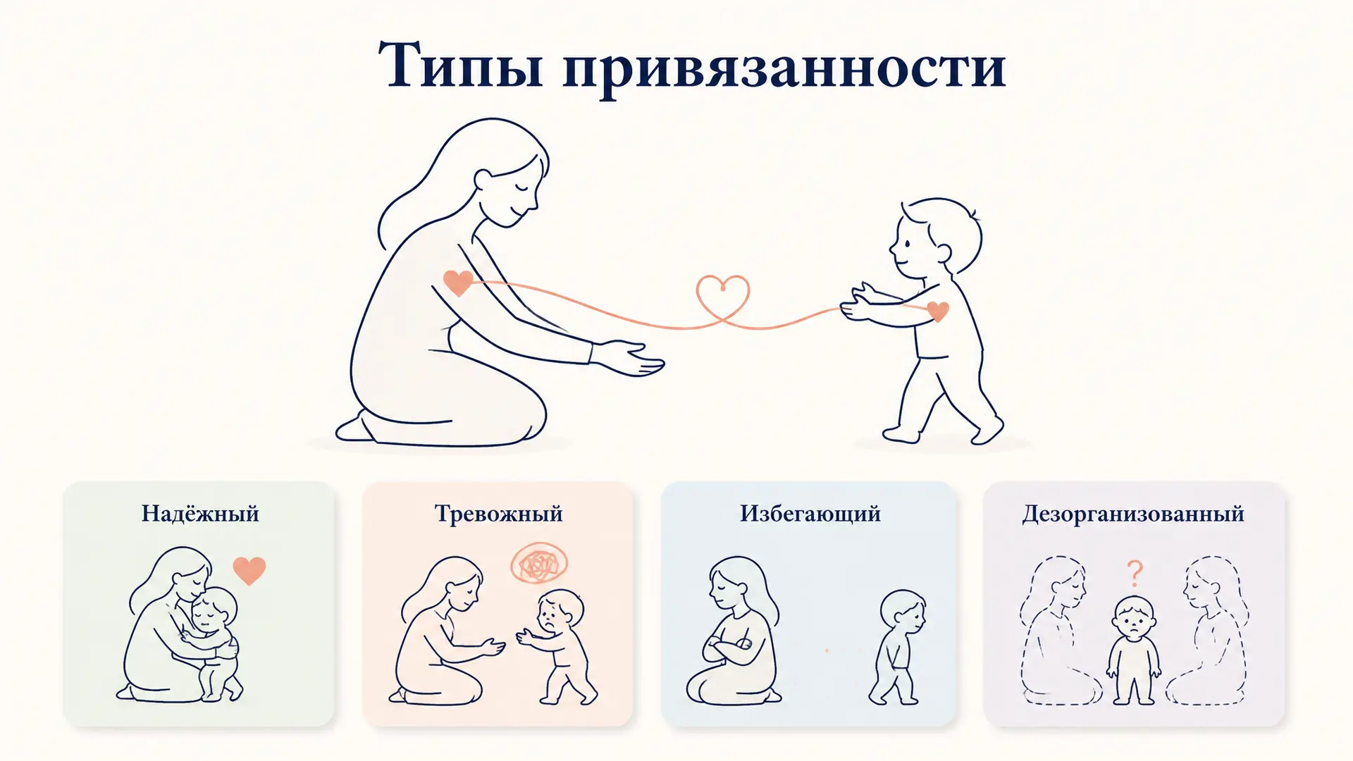 Типы привязанности по Эйнсворт: классификация и признаки