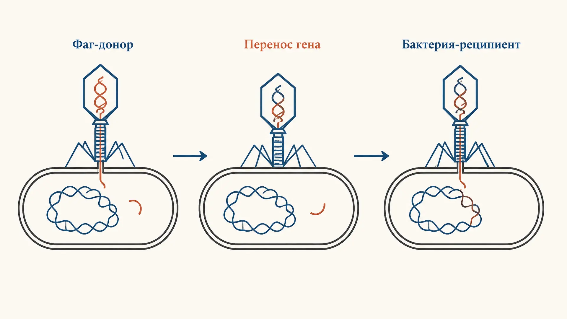Трансдукция фагом: перенос генов между бактериями
