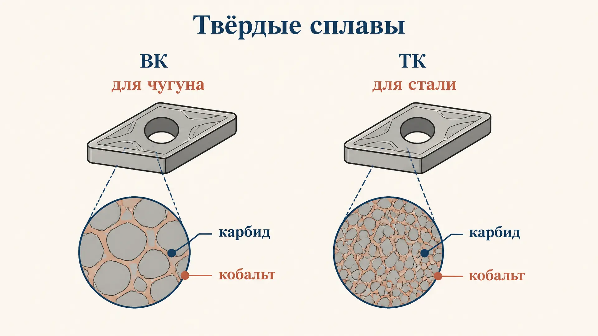 Твёрдые сплавы ВК и ТК: металлокерамика для резания