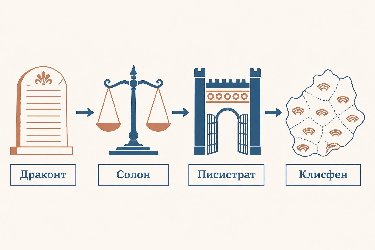 Реформы Афин от Драконта и Солона к Клисфену: закон, демы и Совет пятисот