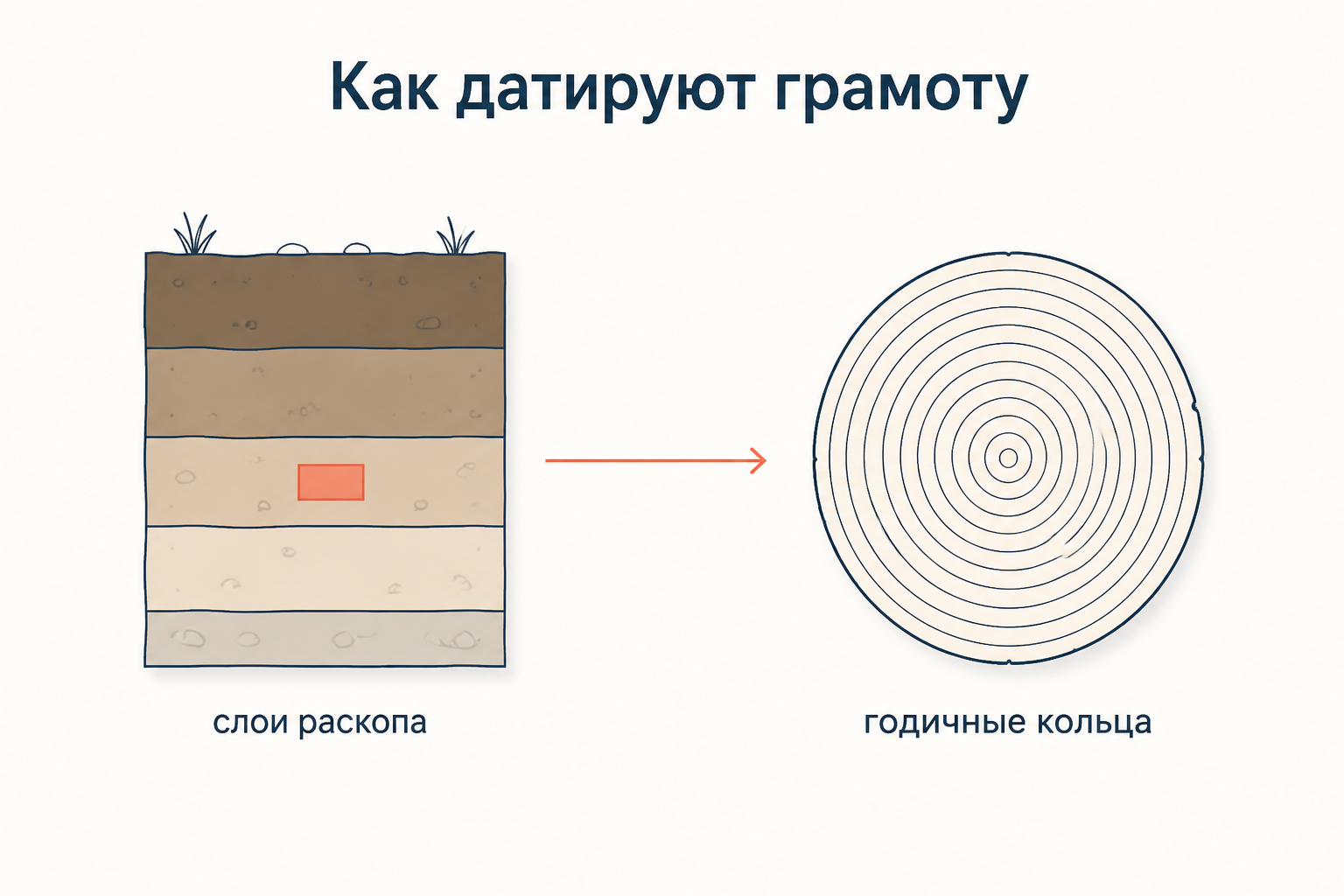 Датировка грамоты: слои раскопа сопоставляются с годичными кольцами бревна настила