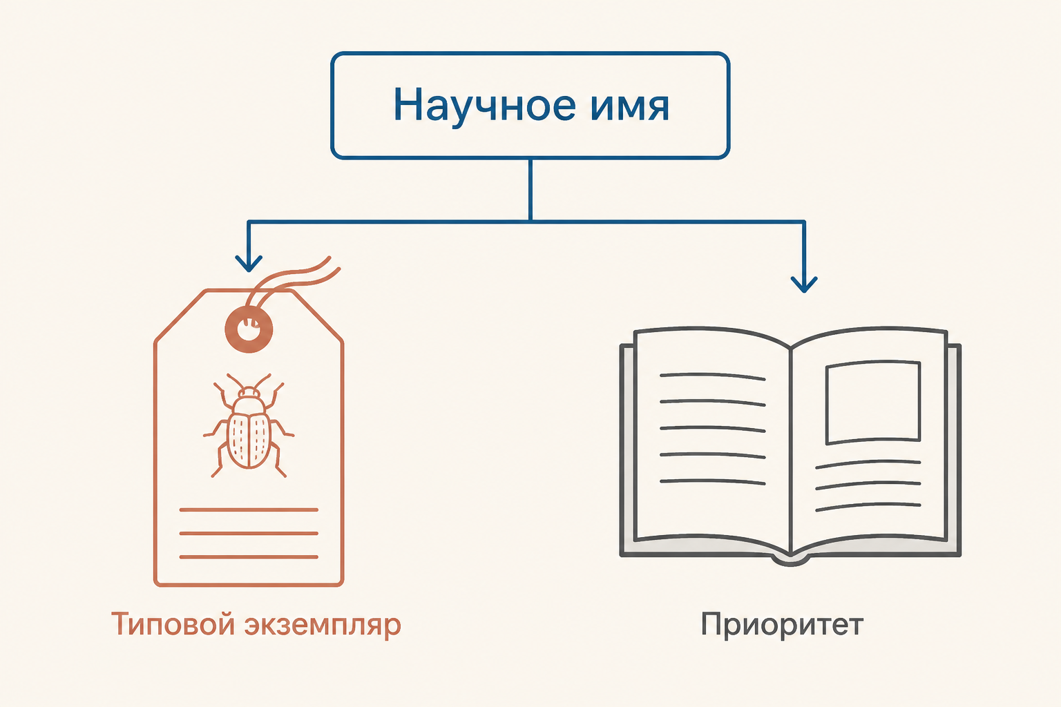 Схема связи между опубликованным именем, типовым экземпляром и правилом приоритета