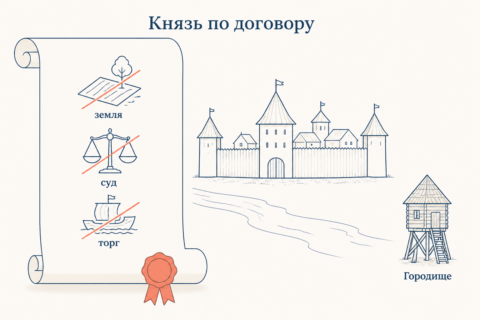 Договор новгородцев с князем: свиток с ограничениями прав и резиденция князя за пределами города