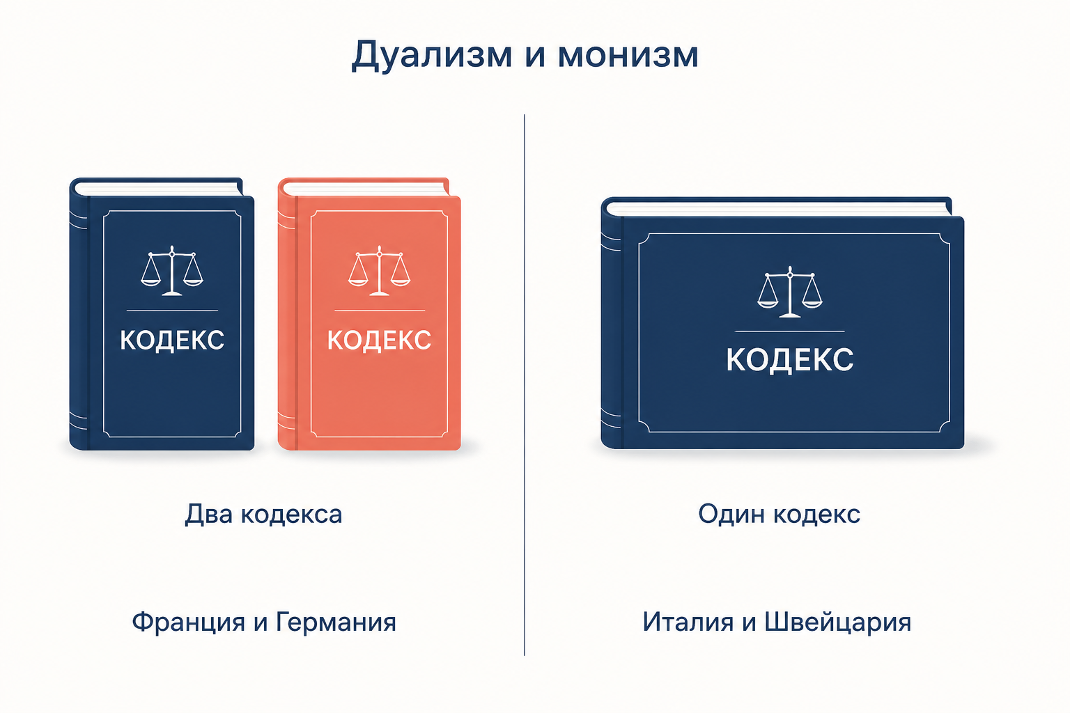 Дуалистическая модель с двумя кодексами и монистическая с одним