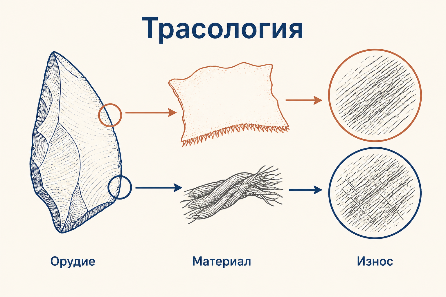 Экспериментальная трасология: каменное орудие, рабочий материал и микроследы износа