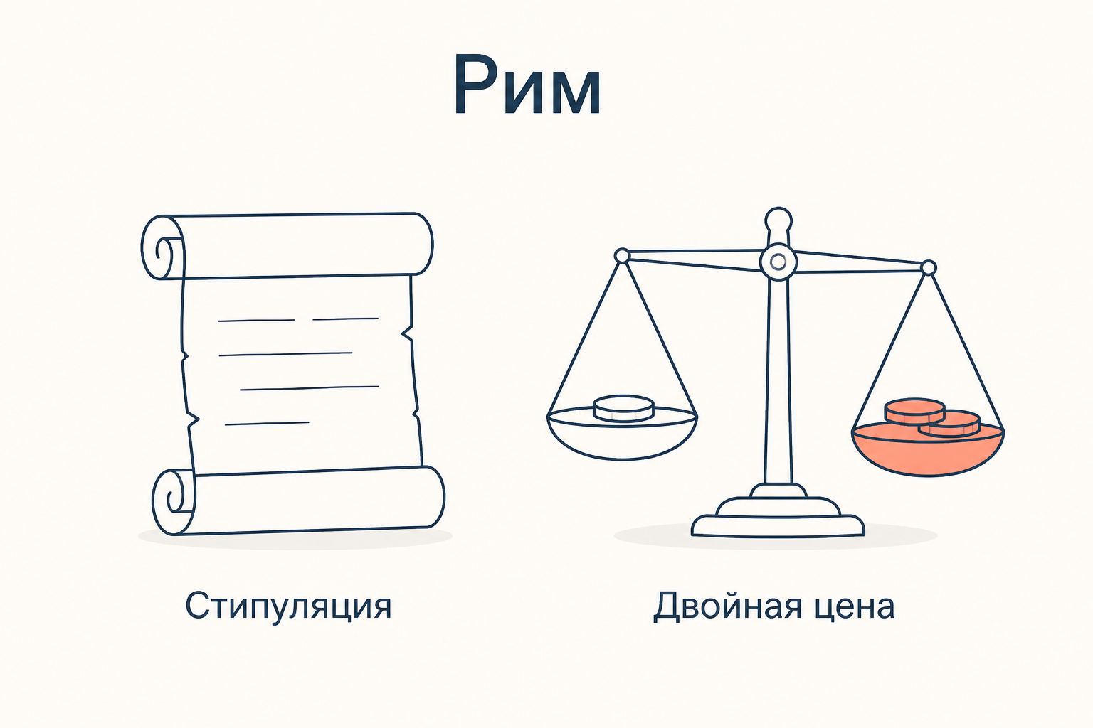 Римские корни института эвикции: свиток стипуляции и весы, где чаша продавца перевешивает вдвое