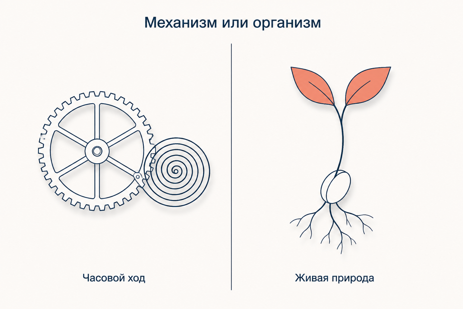 Спор внутри школы: мир как часовой ход против мира как прорастающего семени
