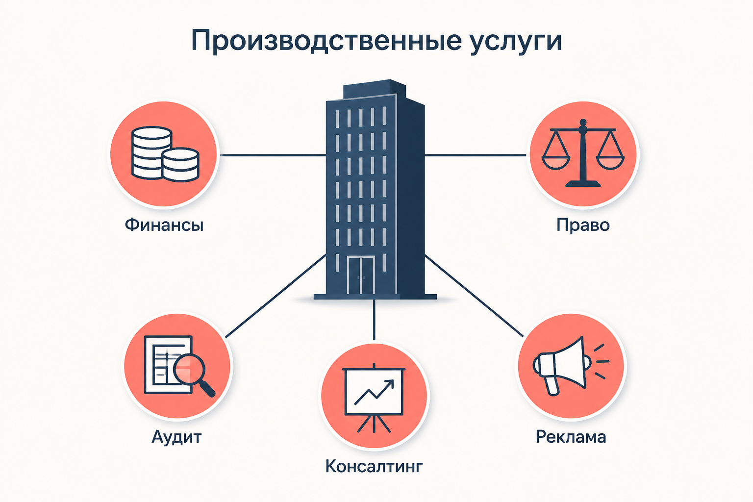 Продвинутые производственные услуги глобального города: финансы, право, аудит, консалтинг и реклама, связанные с одним деловым центром