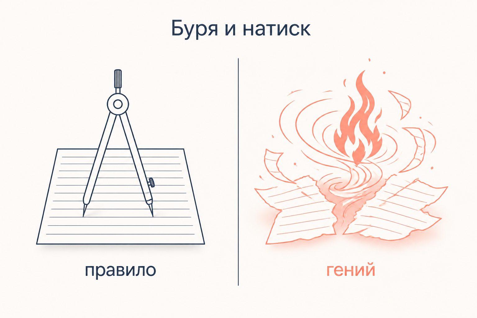 Сравнение классицистического правила и культа гения в движении «Буря и натиск»
