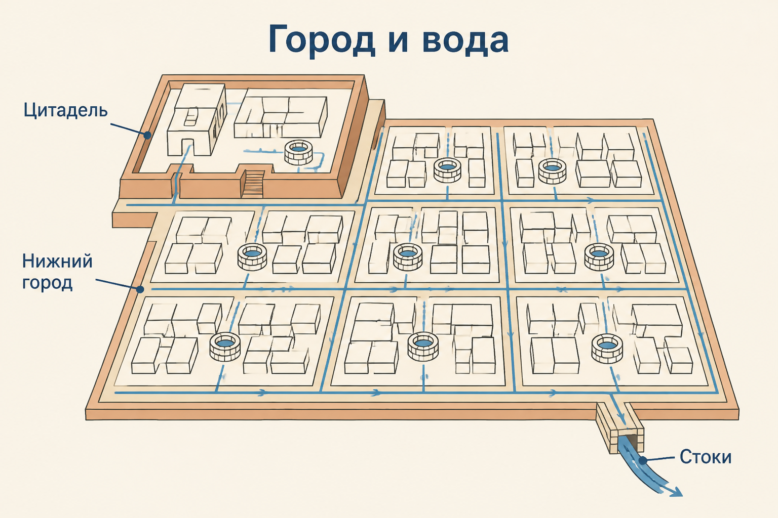 Карта и сеть городов Хараппской цивилизации в долине Инда