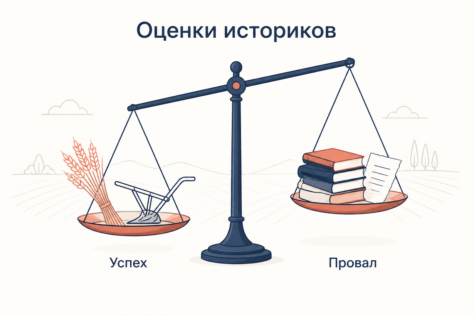 Оценки историков: успех землеустройства на одной чаше весов и провал реформы на другой