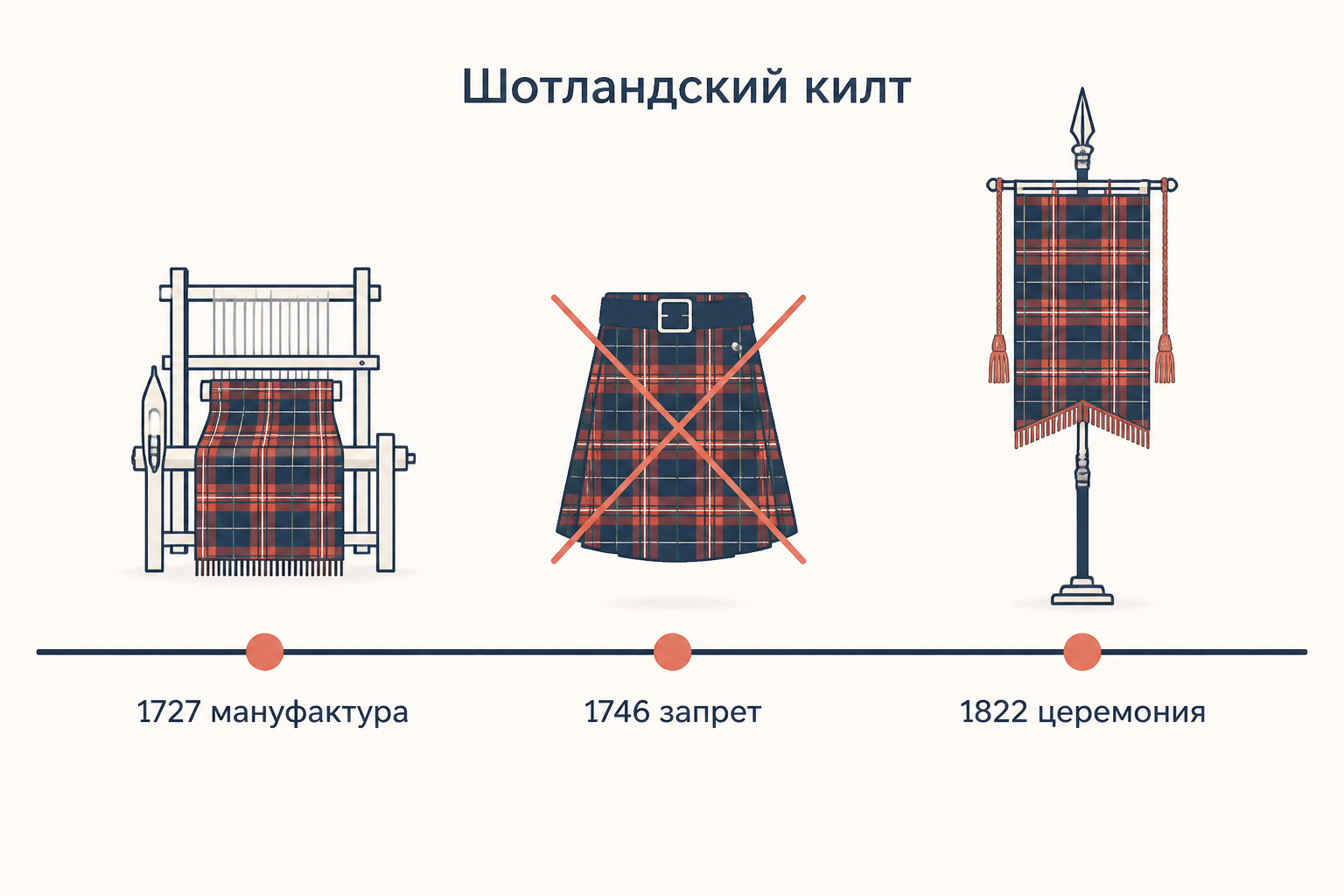 Хронология шотландского килта: мануфактура, запрет горского костюма, парадное возвращение