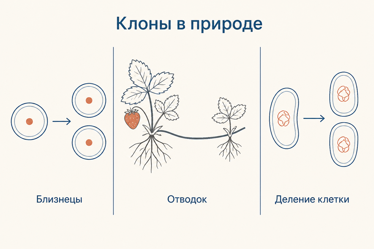 Природные клоны: однояйцевые близнецы, отводки растения и деление одноклеточного организма как три способа получить одинаковый геном без лаборатории