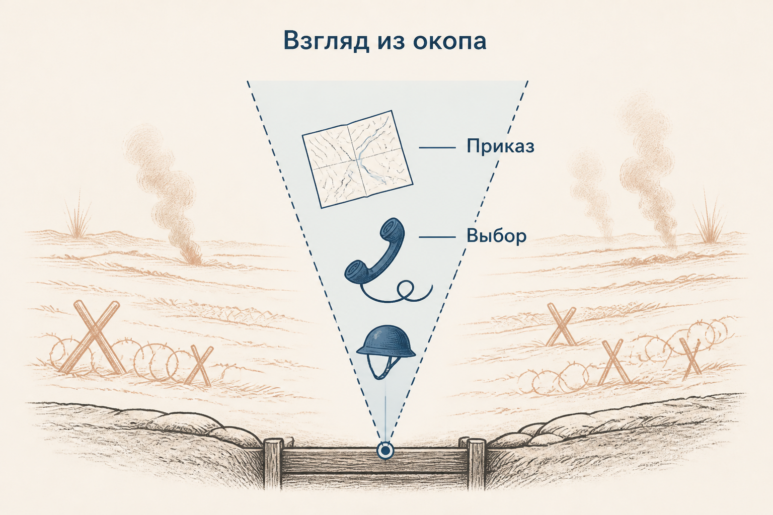 Схема ограниченного фронтового взгляда: приказ и выбор внутри поля зрения