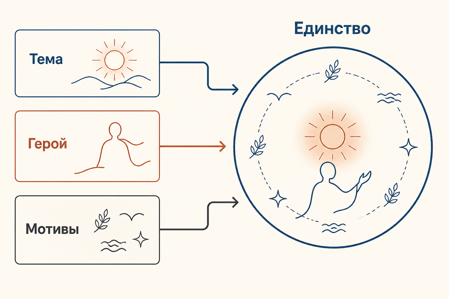Единство лирического цикла складывается из темы, героя и повторяющихся мотивов