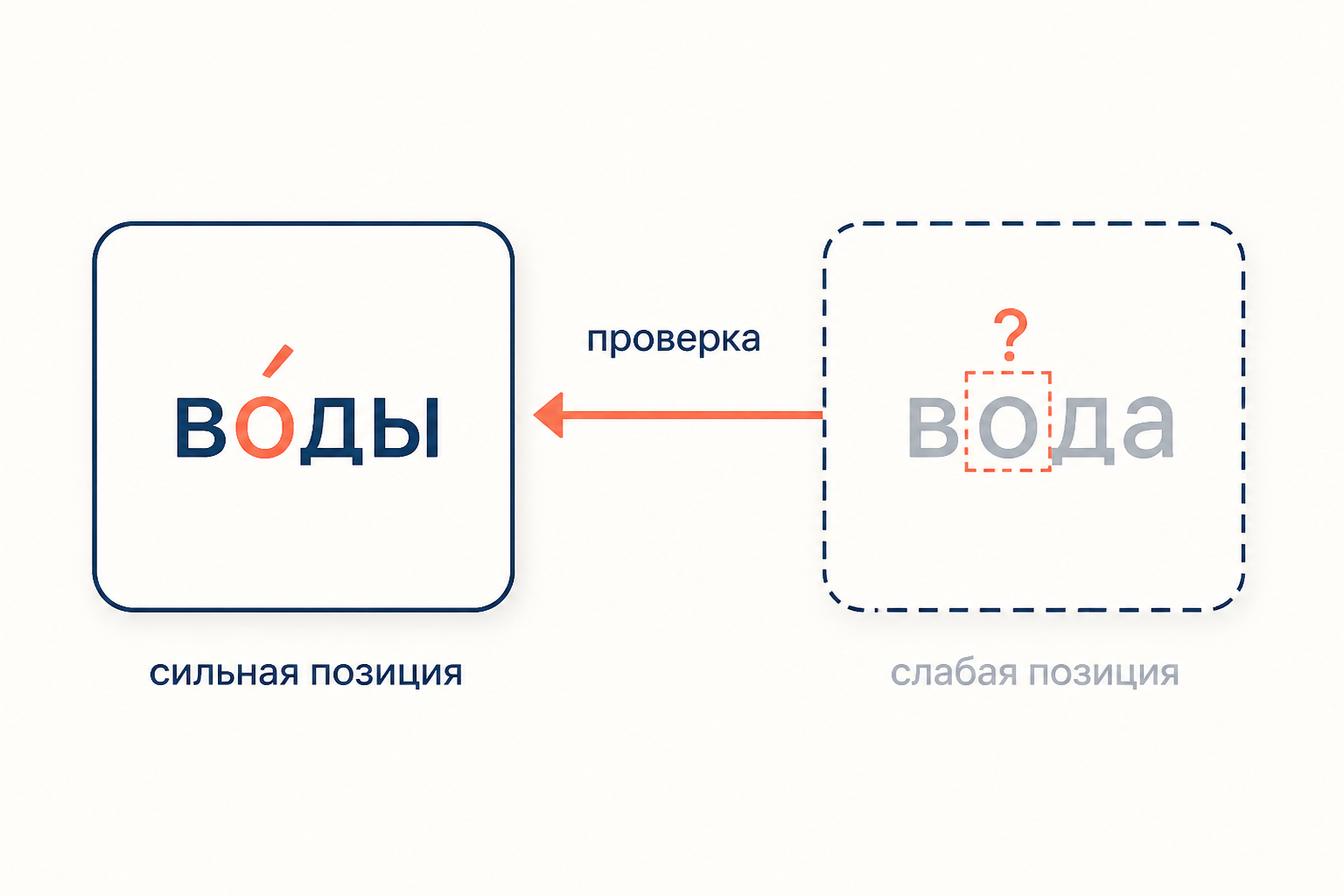 Сильная и слабая позиция звука: проверка переводит морфему в позицию, где буква слышна однозначно