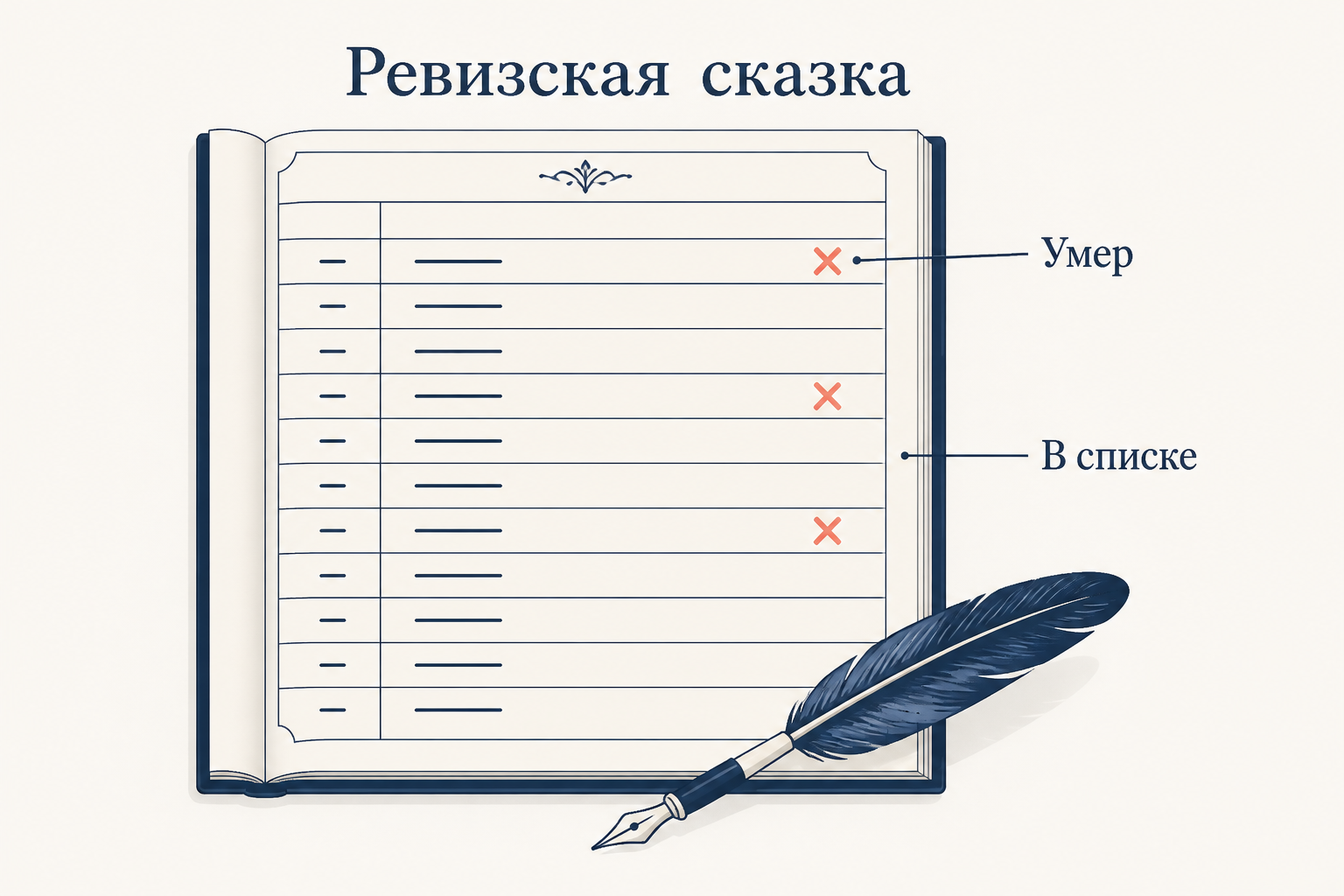 Страница ревизской сказки: умершие крестьяне продолжают числиться в списке живых