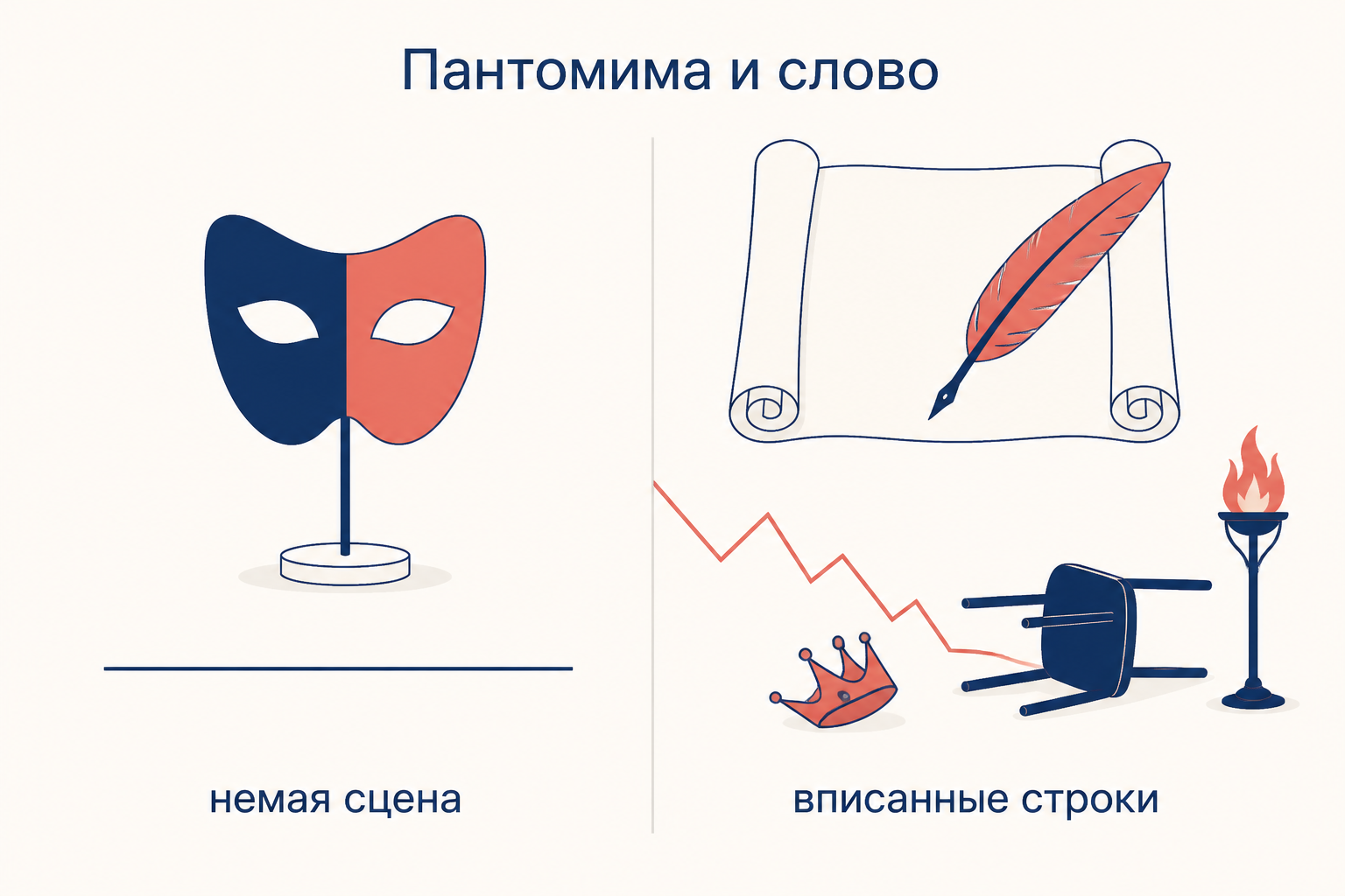 Пантомима и слово: немая сцена короля не задевает, вписанные строки заставляют его встать