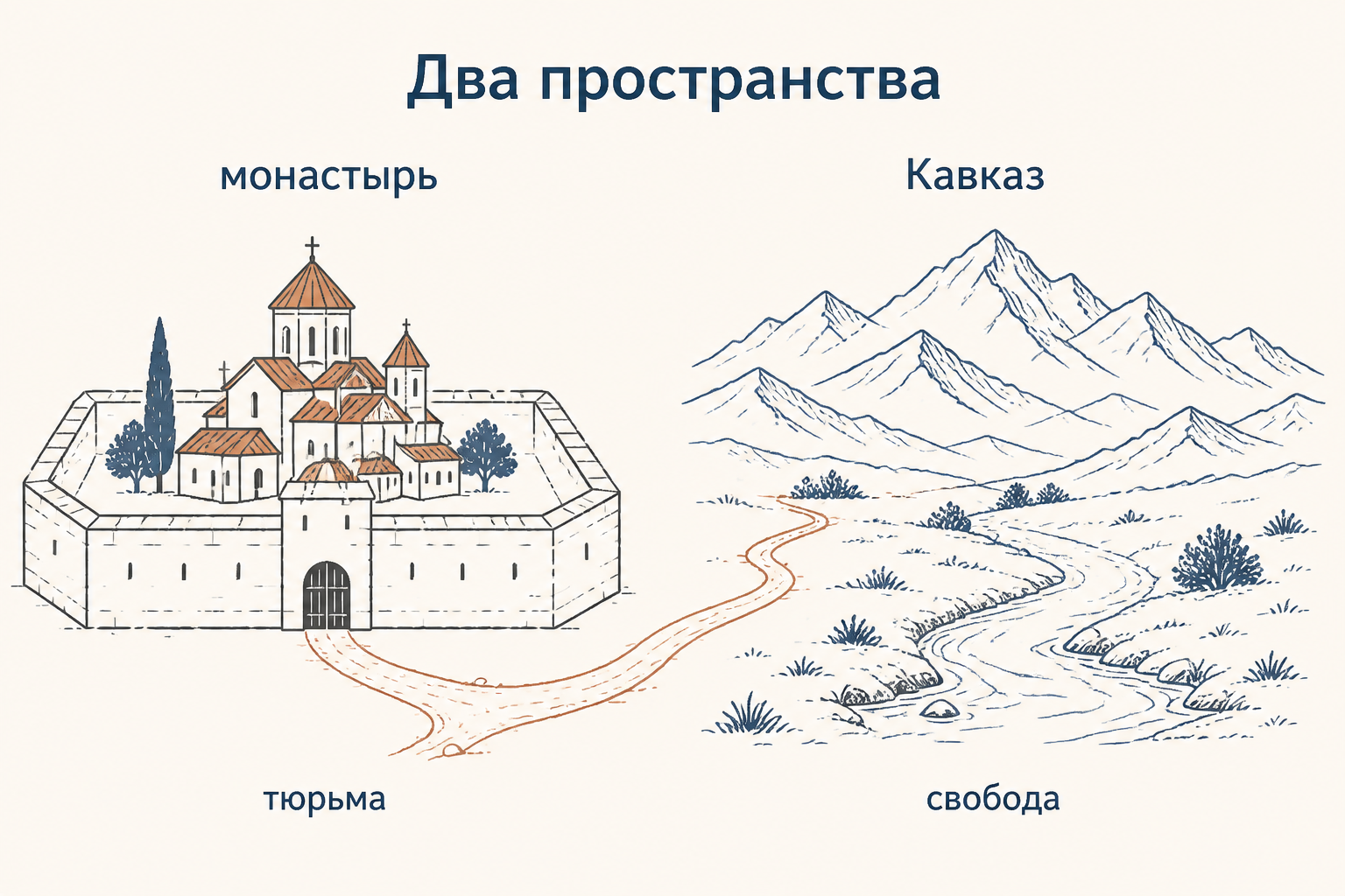 Контраст образа Мцыри: закрытый монастырь и открытый Кавказ как два пространства судьбы