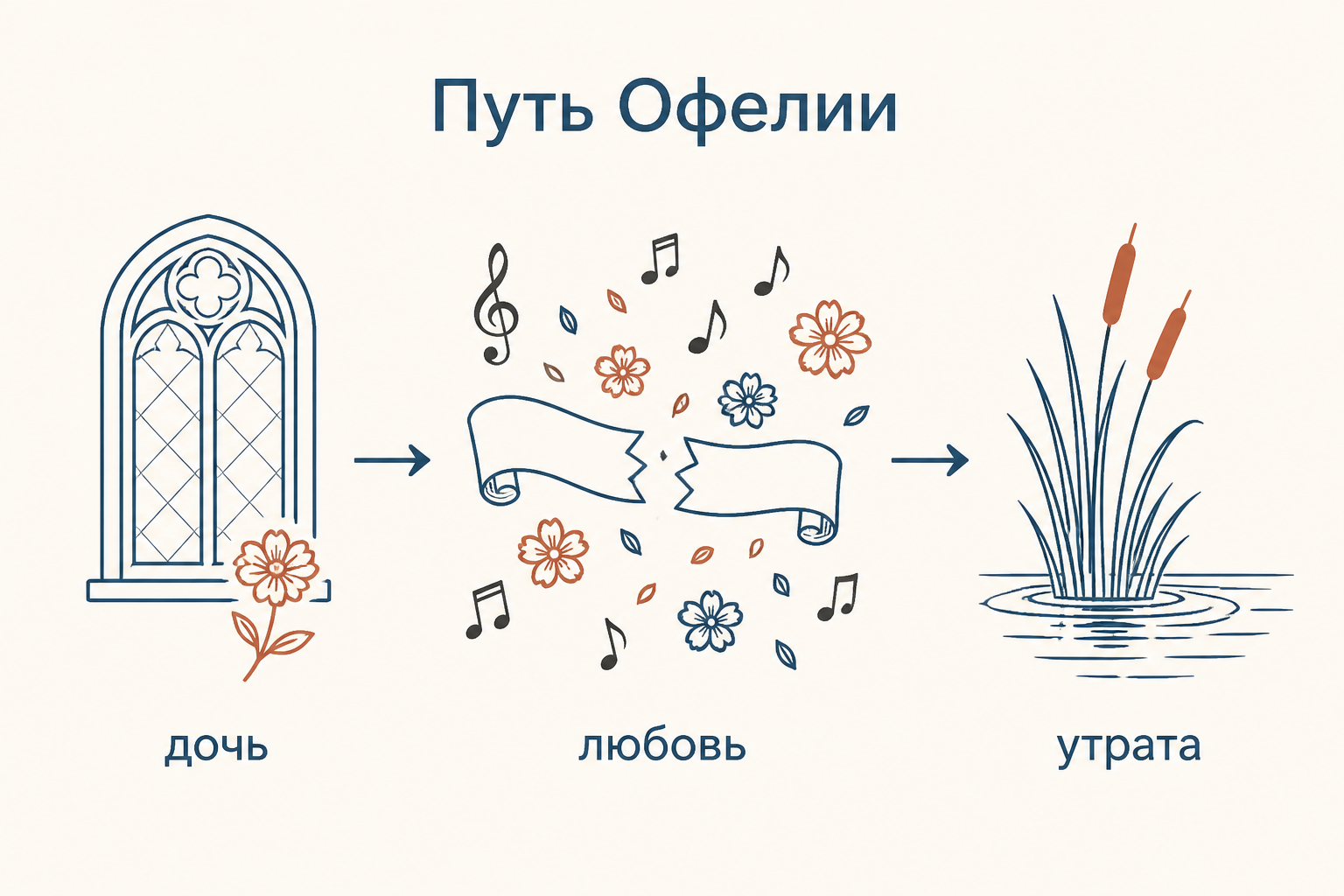 Путь Офелии: от семейного послушания к утрате и воде