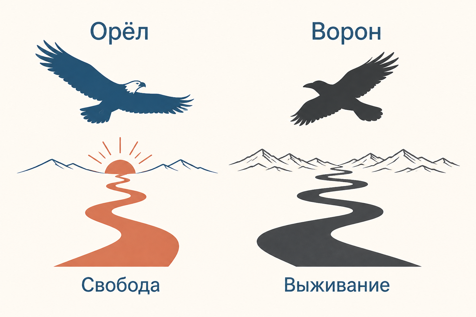 Калмыцкая сказка как нравственный выбор: орёл и ворон обозначают короткую свободную жизнь и безопасное существование
