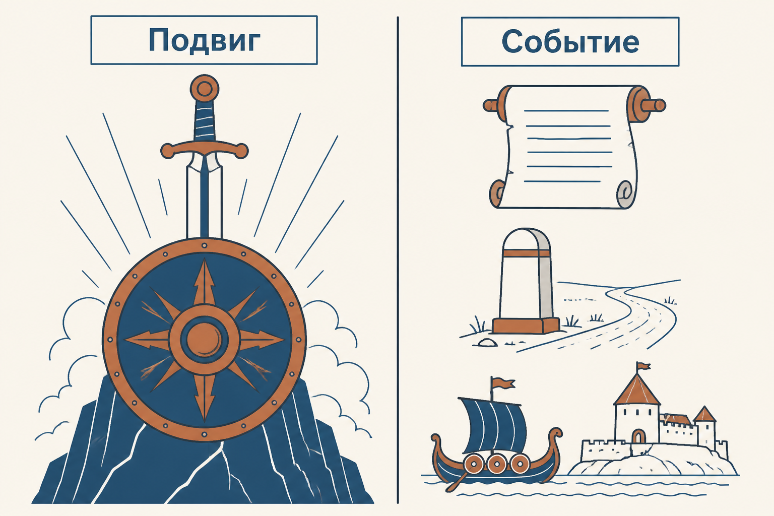 Сравнение эпического подвига и конкретного исторического события