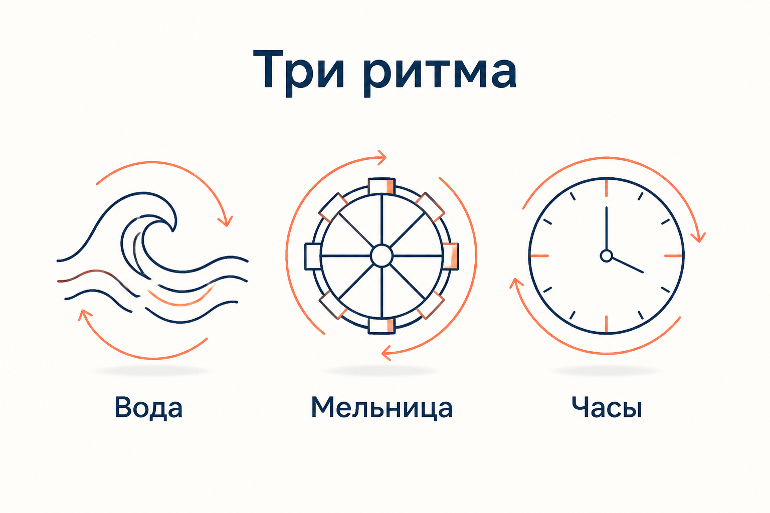 Вода, мельница и часы как три типа ритма